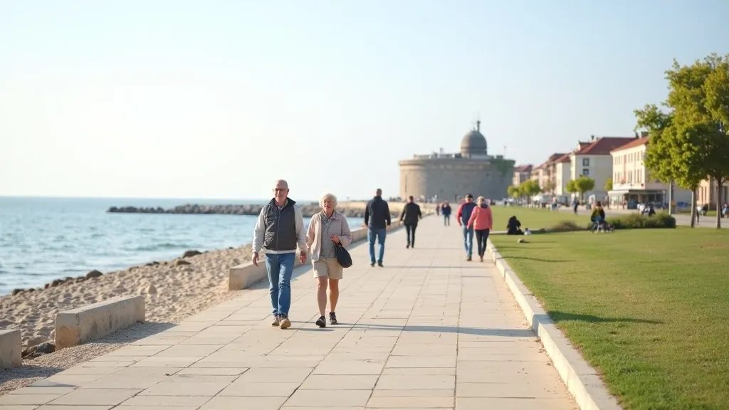 Liepājas promenāde ar vēsturiskām pilsdrupām